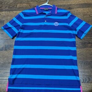 Polo by Ralph Lauren Men's Blue Striped PGA Polo Shirt size L